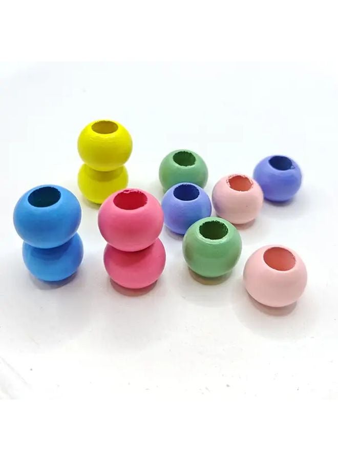 30 قطعة من الخرز الخشبي الأصفر 20 مم بفتحة كبيرة لصنع المجوهرات DIY وديكور المنزل - Image 1
